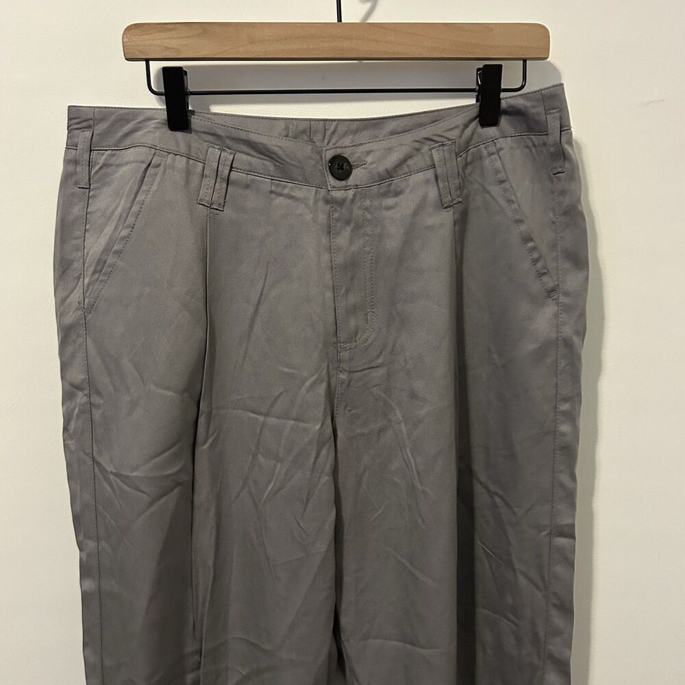 Sundance Women's Gray Tencel Pleated High Rise Straight Pants Size 12 Office - Picture 3 of 11